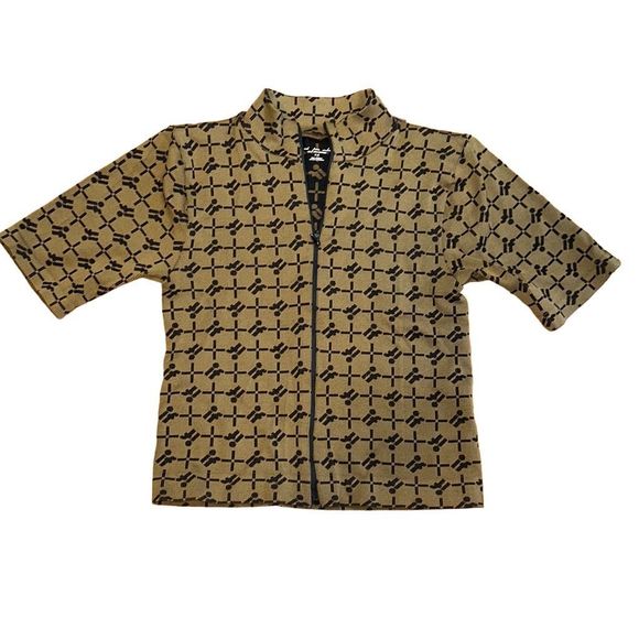 “If” zippered mock collar crop top Out From Under Urban Outfitters sz Med Taupe - Picture 1 of 8